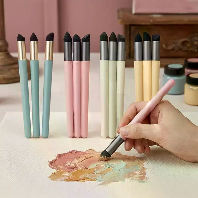 [3Pcs] Reusable Art Sponge Pens Washable Brushes For Pastel, Oil Painting, Sketching & Drawing Tools Art Supplies