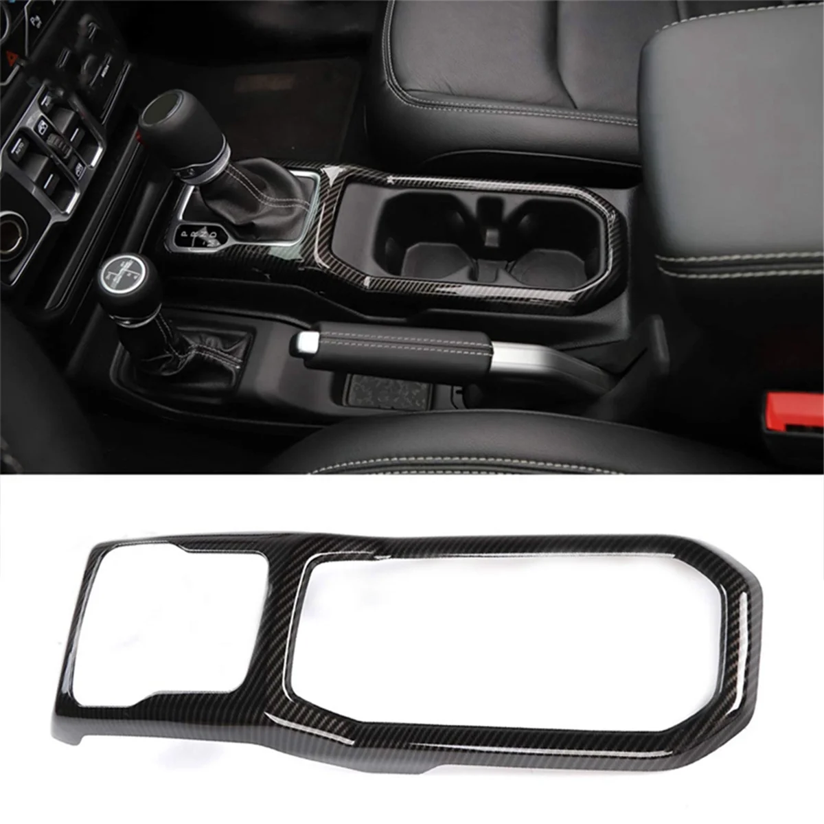 4WD Gear Shift Panel Decoration Front Water Cup Holder Cover for Jeep Wrangler JL 2018-2023 Car Interior Mouldings