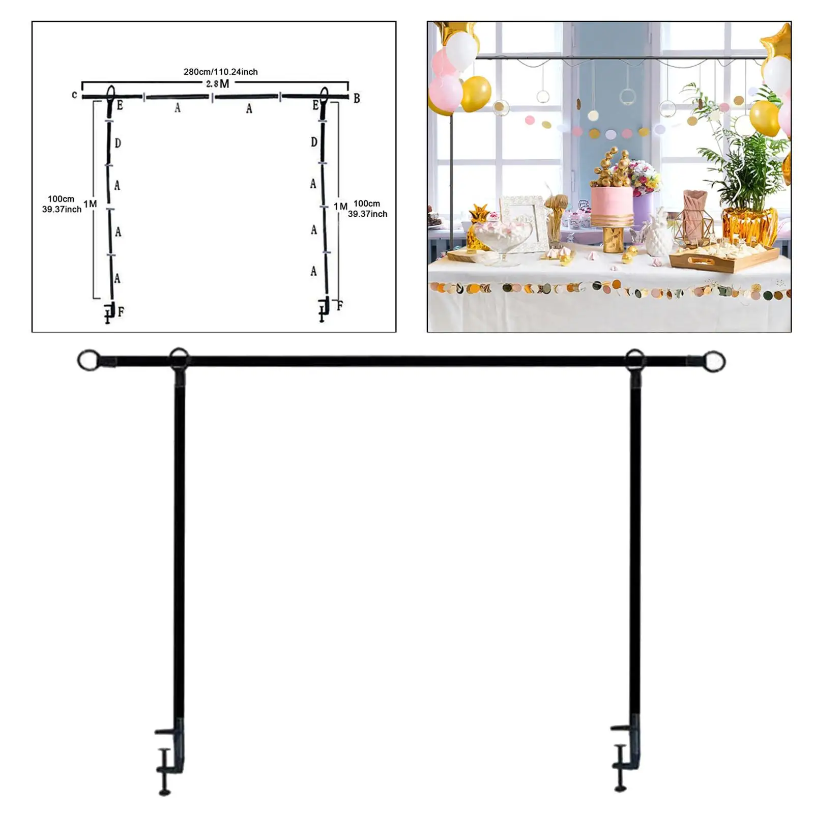 over The Table Rod Stand with Clamps Adjustable Balloon Flower Arch Stand Table Arch for Anniversary Wedding Thanksgiving Party