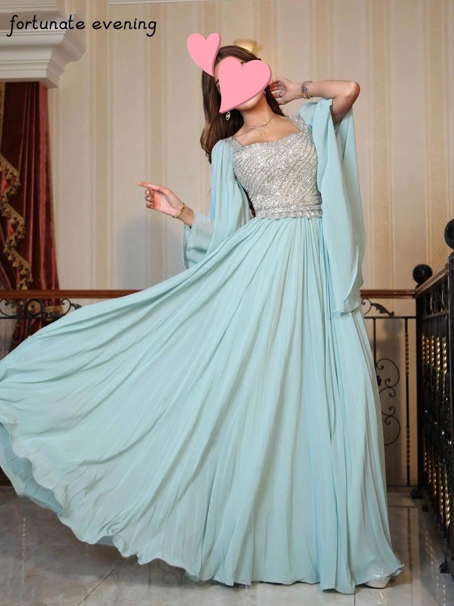 Fortunate Evening Elegant Vintage Sweet Green Beading Lace Shiny Chiffon Summer Formal Occasion Prom Dress Evening Party Gowns