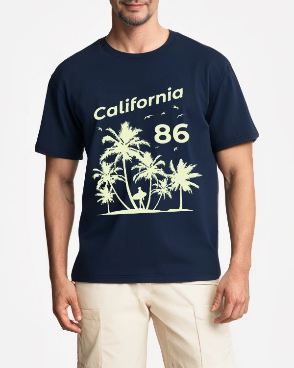 

Мужская футболка с принтом кокосовой пальмы California 86, повседневные свободные футболки в стиле хип-хоп, хлопковая уличная одежда, летняя универсальная мягкая футболка с коротким рукавом