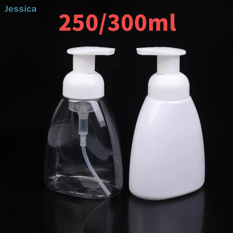 ♥ Bouteilles distributrices de mousse – Bouteilles à pompe à pression en plastique transparent/blanc pour savon pour les mains, conteneurs rechargeables de voyage pour shampoing
