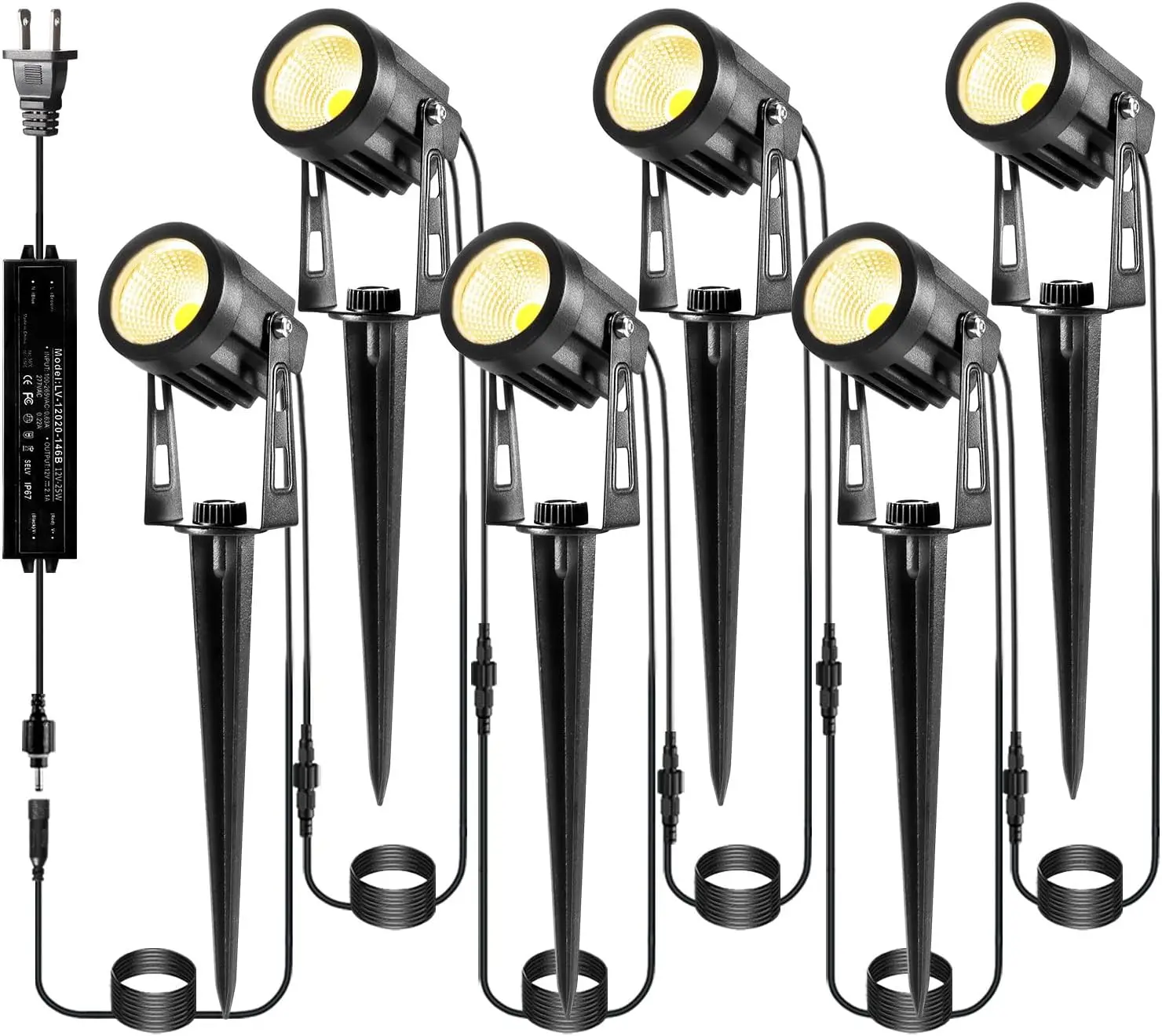 

Outdoor LED Landscape Lights 3W 12V Low Voltage with Transformer for Garden Yard Lawn Decorative 6 Pack