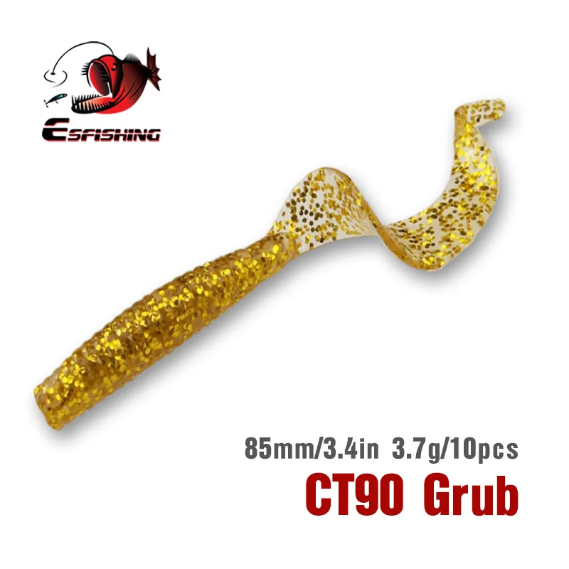 KESFISHING Sigle tail Grub Worm 85mm CT90 Isca Artificial Soft Silicone Baits For All fishing Fish Smell Fishing Lure
