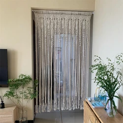 Hand-woven Macrame Cotton Door Curtain Tapestry Wall Hanging Art Tapestry Boho Decoration Bohemia Wedding Backdrop Tapestry