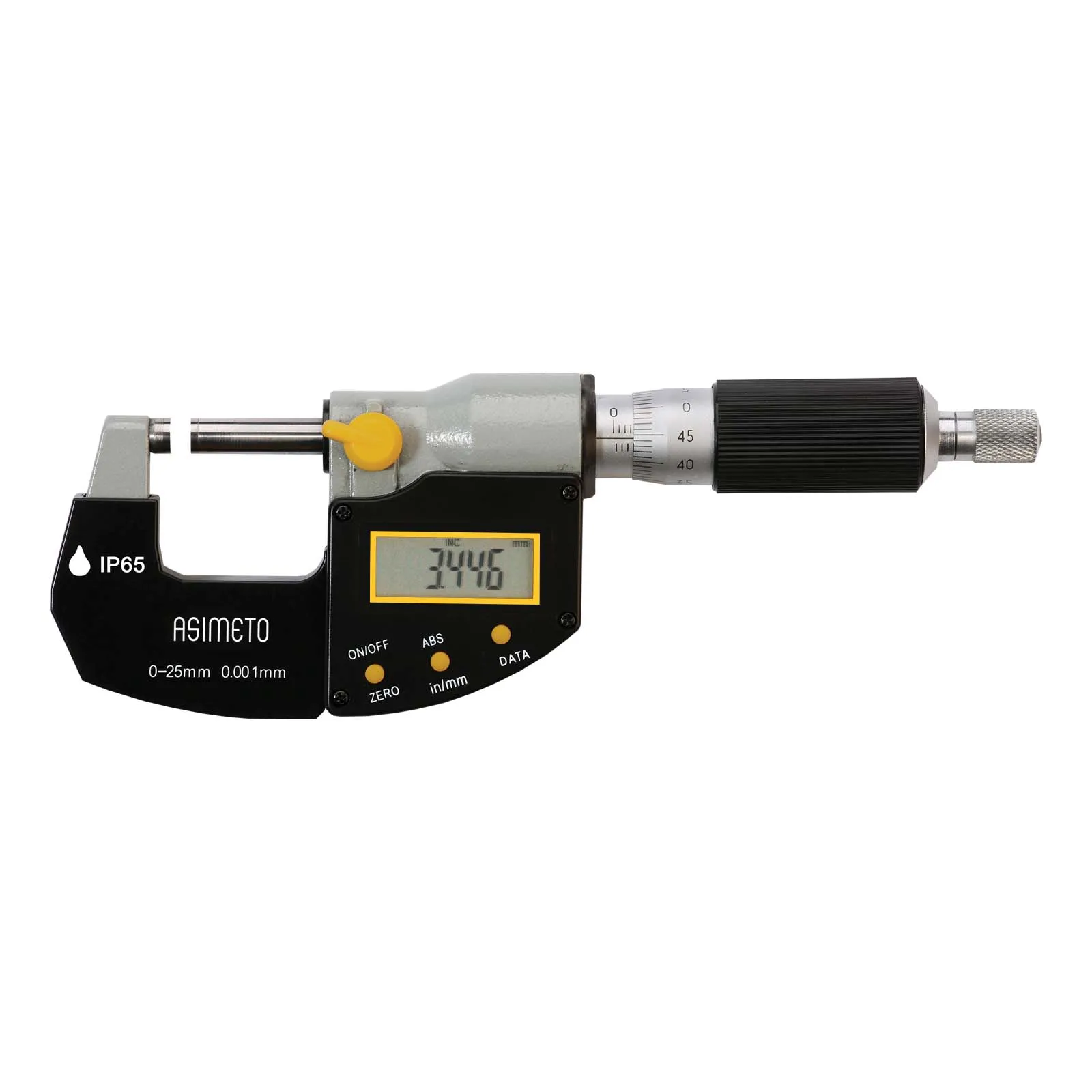 Asimeto IP65 Digitales Außenmikrometer ABS Absolut 0-25-50-75 mm 0,001 mm Ratschenmessung Zoll Metrische Daten 0Ausgangsmikrometer