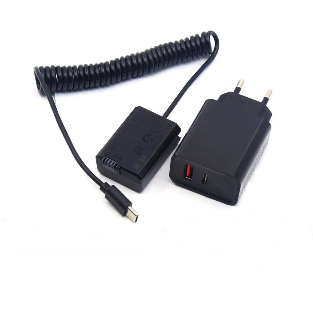 Cabo de alimentação USB tipo C e adaptador de carregador PD, AC, PW20, NP, FW50, apto para Sony A7R, ZV-E10, A6500, A6300, A6000, SLTA55, NEXC5, NEX5N