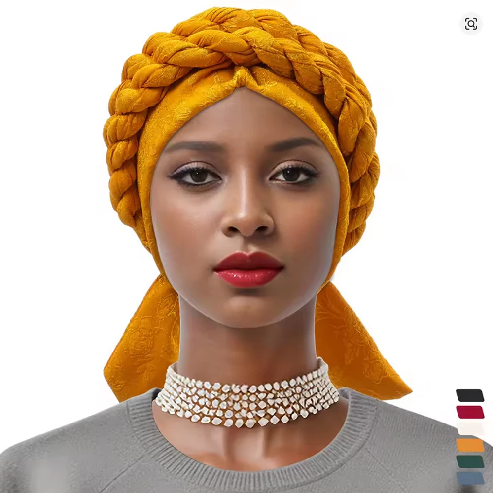 

Новый тюрбан с двойной оплеткой, женский мусульманский хиджаб, шапка, шапочки, повязка на голову, африканский авто гель, капот от выпадения волос, платок Turbante Mujer