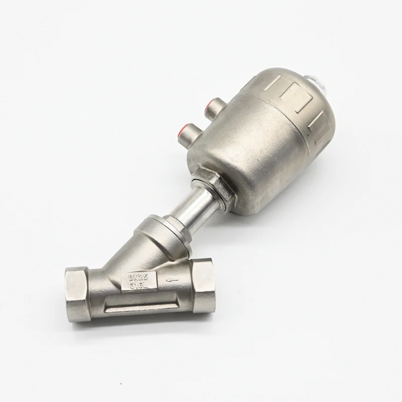 JTAIV 2/2 Way Piston Operated valve Water Air Oil Double Acting Pneumatic threaded angle seat valve Stainless steel valve