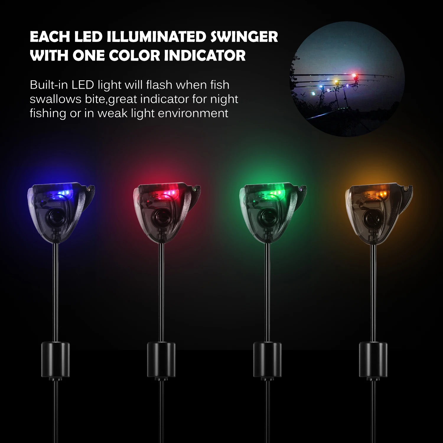 Lixada Fishing Swinger Set Carp Fishing Bite Indicator Swinger Digital Fishing Alarm LED Bite Indicator Illuminated Swinger Fish