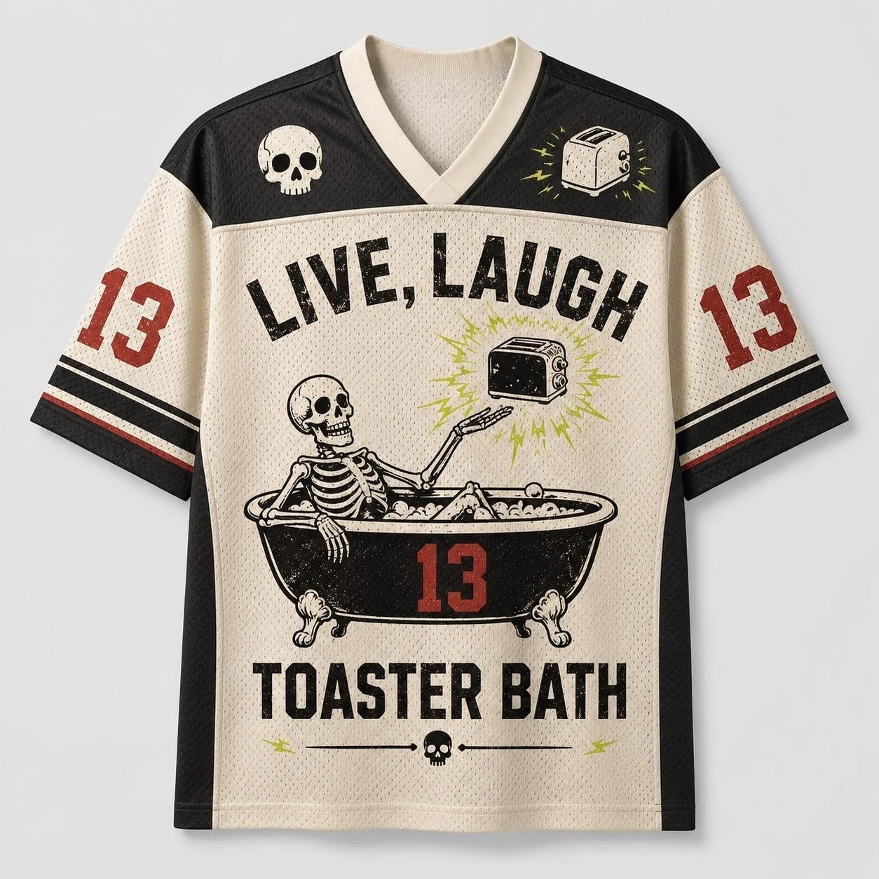 2026 Summer Fashion Fun New Skull Bath Music 3D Printing Quick Drying Outdoor Street Style Casual V-neck T-shirt Large