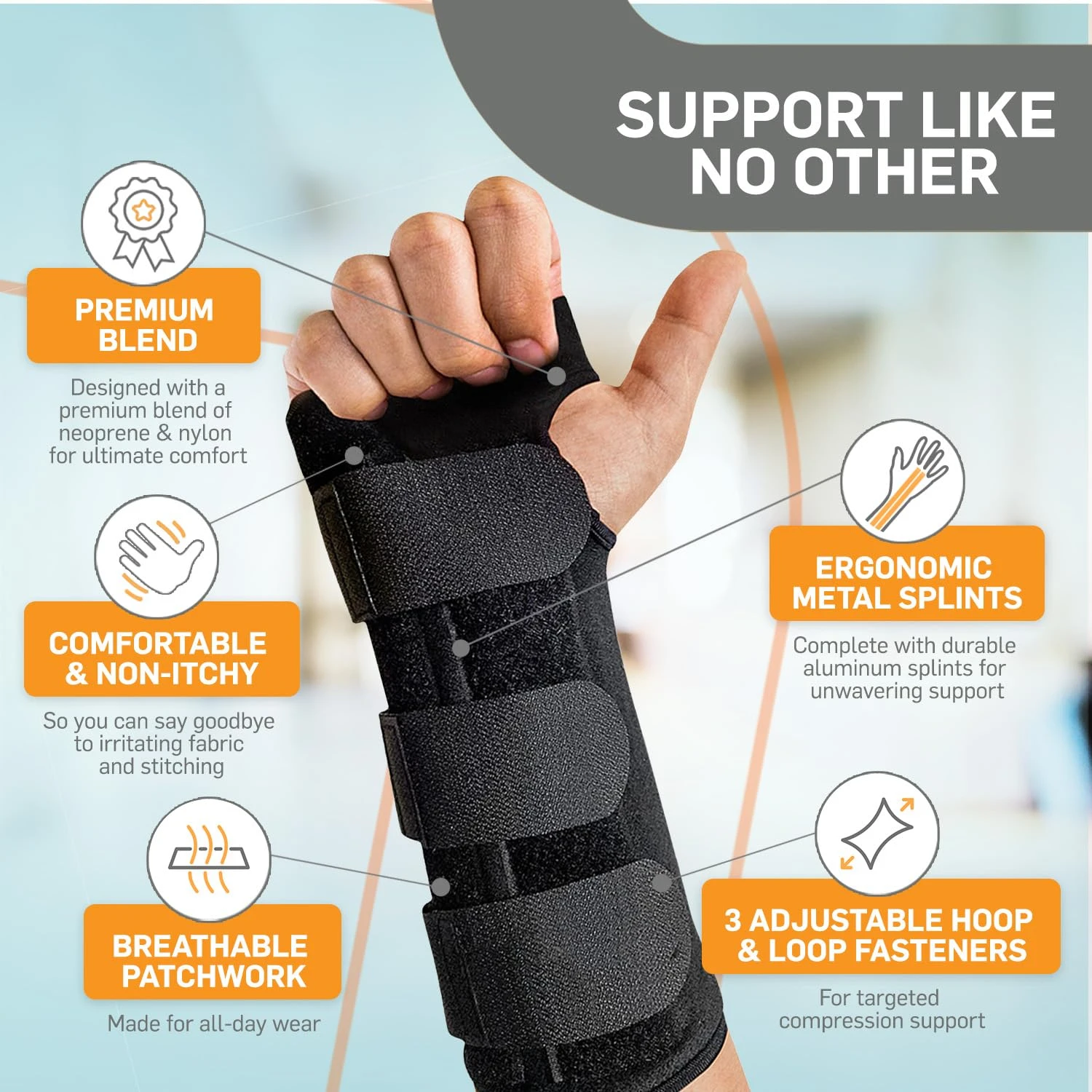 Supportive and Adjustable Black Wrist Brace for Maximum Pain Relief - Comfortable Brace for Carpal Tunnel, Tendonitis, and Arthr