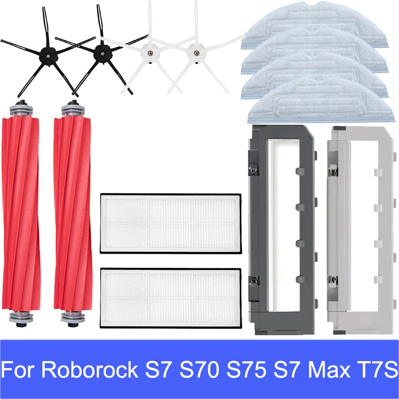 For Xiaomi Roborock S7 S70 S75 S7 Max T7S / T7S Plus Hepa Filter Mop Cloth Main Side Brush Vacuum Cleaner Parts Accessories