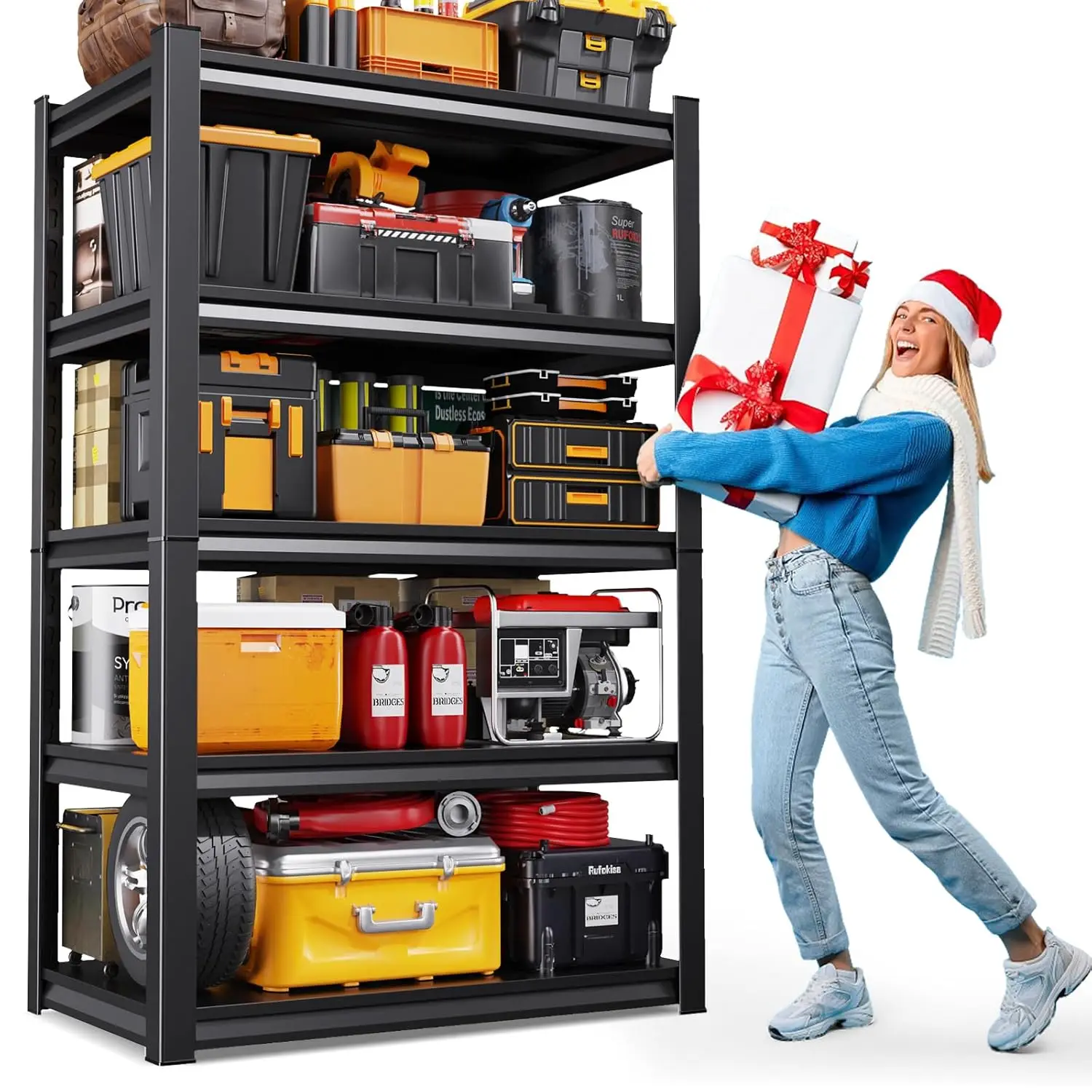 

Металлические регулируемые стеллажи для гаража повышенной прочности, 71 дюйм (В) x 35 дюймов (Ш), универсальный органайзер, настраиваемый металлический стеллажный модуль