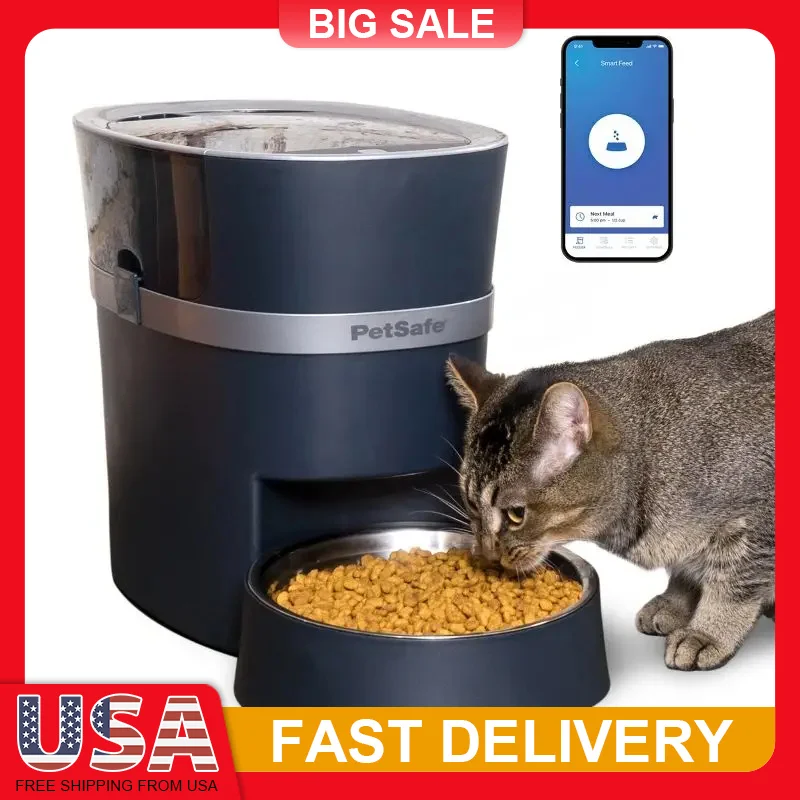 

Smart Automatic Pet Feeder for Dogs and Cats 24 Cup Capacity WiFi App Control Slow Feed Mode Low Food Alert Dishwasher Safe