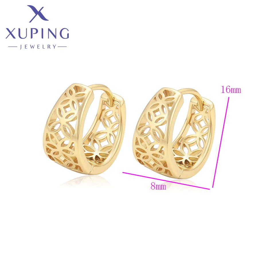 Xuping Jewelry New Arrival Promotion Simple No Stone Light Gold Color Huggies Earrings for Women Party Gift X000673137