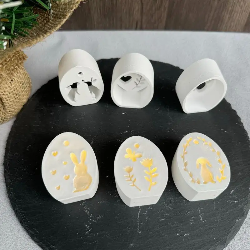 Easter Egg Rabbit Lamp Silhouette Silicone Mold 6-hole Easter Egg Gypsum Ornament Resin Mold