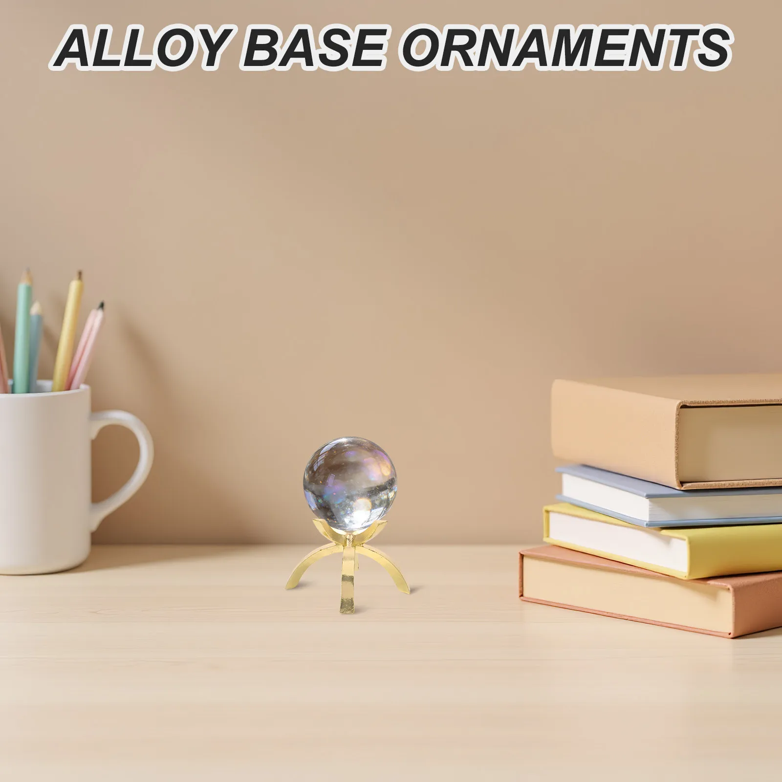 Alloy Crystal Sphere Display Stand with 4-Claw Crystal Support Structure 5.5x5.5cm Elegant Metal Mineral Stand for Rocks
