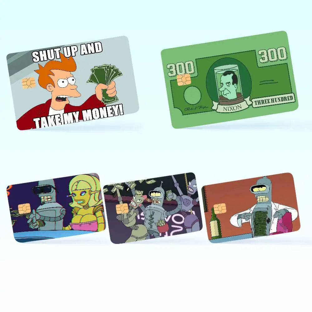 Animation F-Futurama-ES Money Bank Debit Decorative Protection Bus Subway Credit Card Stickers