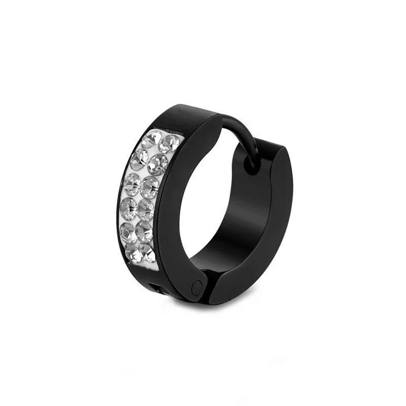 1PC 4*9mm Stainless Steel Black-color Hoop Earrings For Women Piercing Jewelry Earring Prevent Allergy Wholesale