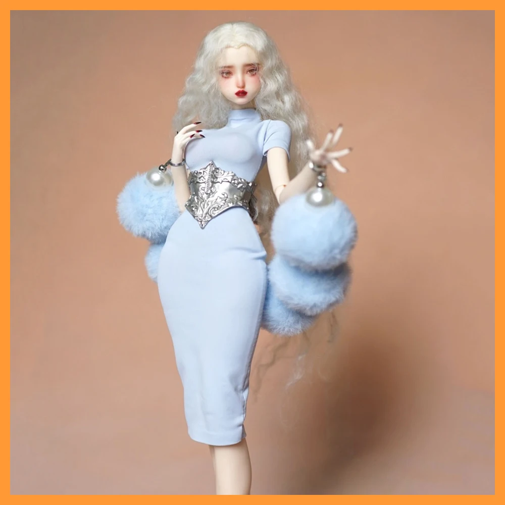 

2025 Glimmer Girl Ruffle Wardrobe 2.0 1/6 Vase Beauty Short Sleeves Slim Dress Hard Relief Retro Waistband for 12" Action Figure