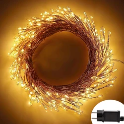 100 LED Fairy Lights Plug In Cluster Lights Waterproof Christmas Lamp With Remote Firecracker Lights For Garlands Wedding Tree