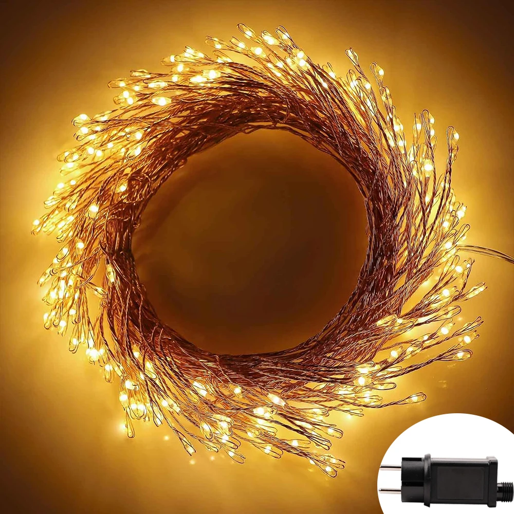 100 LED Fairy Lights Plug In Cluster Lights Waterproof Christmas Lamp With Remote Firecracker Lights For Garlands Wedding Tree