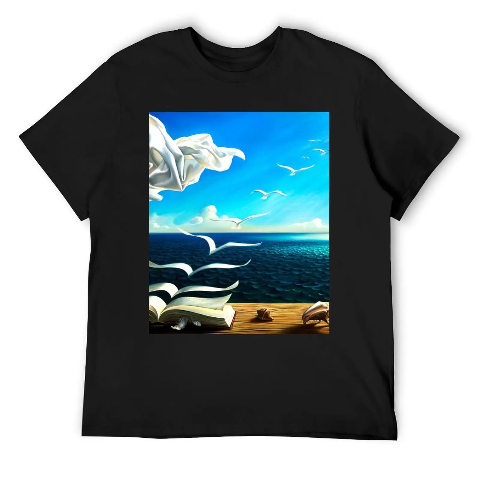 Book to birds: Vintage Fantasy Surreal Print by Dali T-Shirt customizeds anime figures oversized man t shirt t shirt men