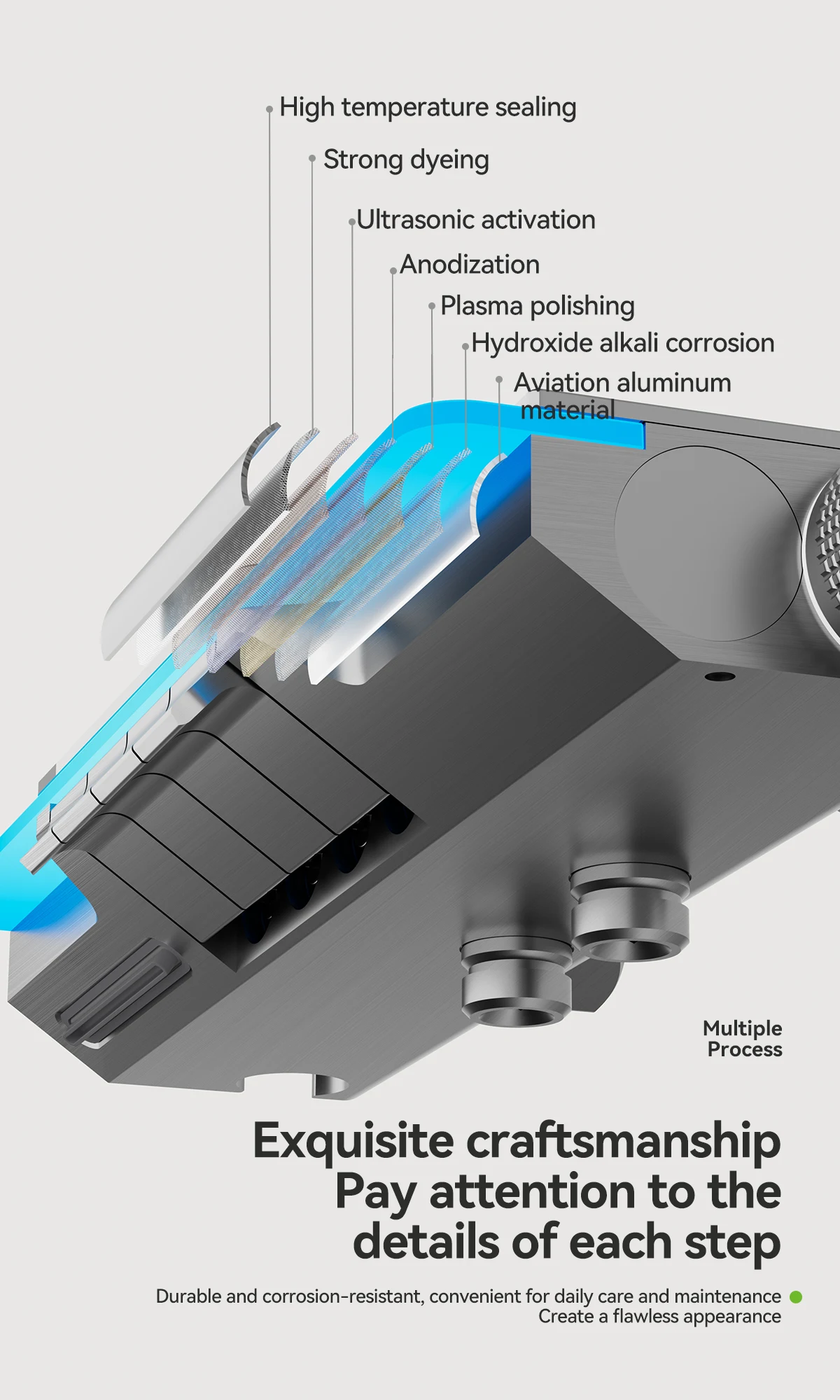 Conjunto de chuveiro de exibição digital de alumínio, chuveiro turbo carregado no banheiro, luz de 4 velocidades, atmosfera, espaço