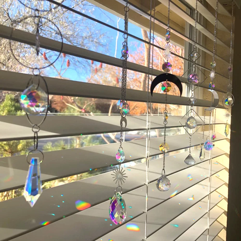 Crystal Sun Catcher For Window Hanging Suncatchers Prismas With Chain Rainbow Maker Catch Sun Glass Prisms Decor for Home Garden