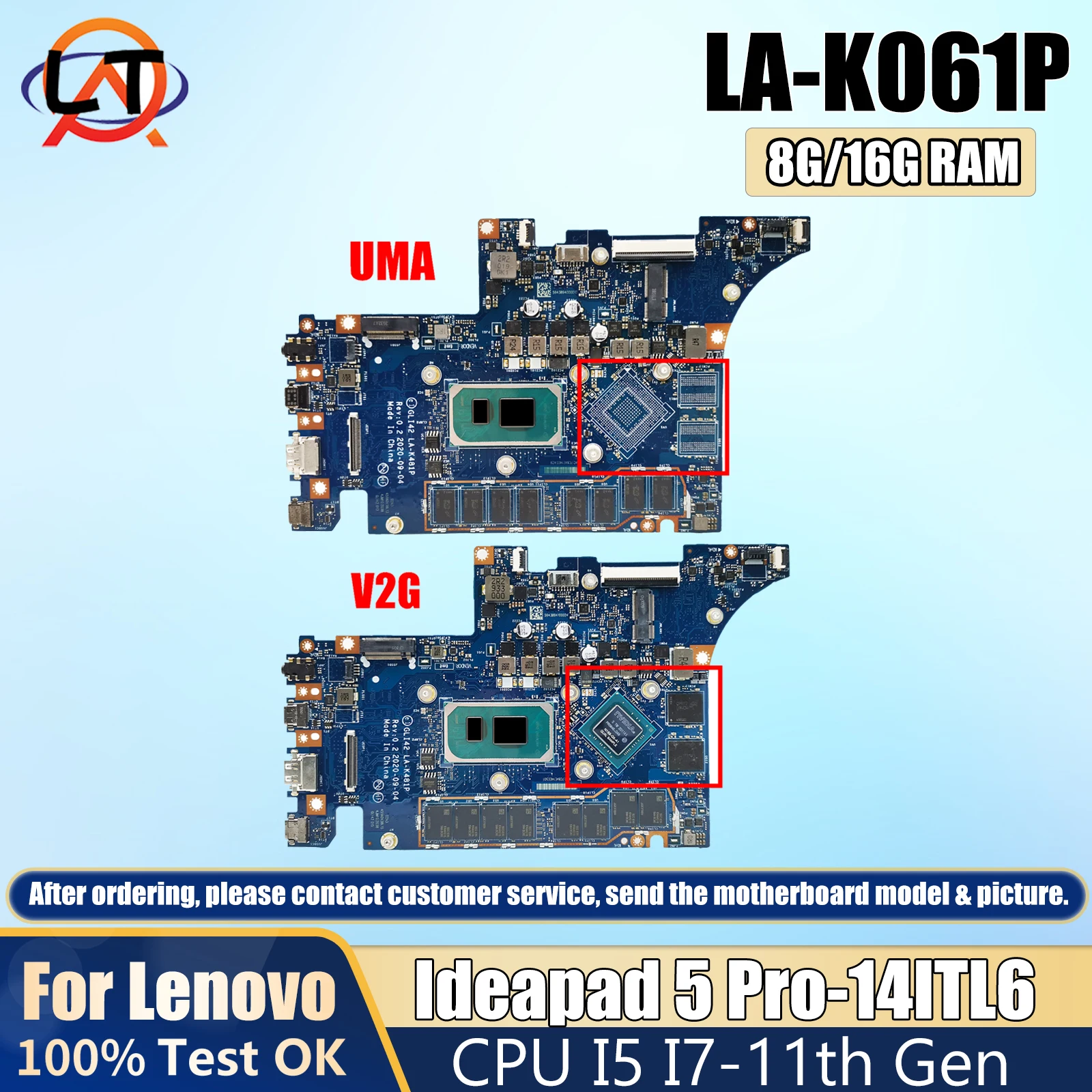 

LA-K481P For Lenovo Ideapad 5 Pro-14ITL6 Laptop Motherboard With CPU I5 I7-11th Gen 8G/16G RAM MX450 V2G 100% Test Ok