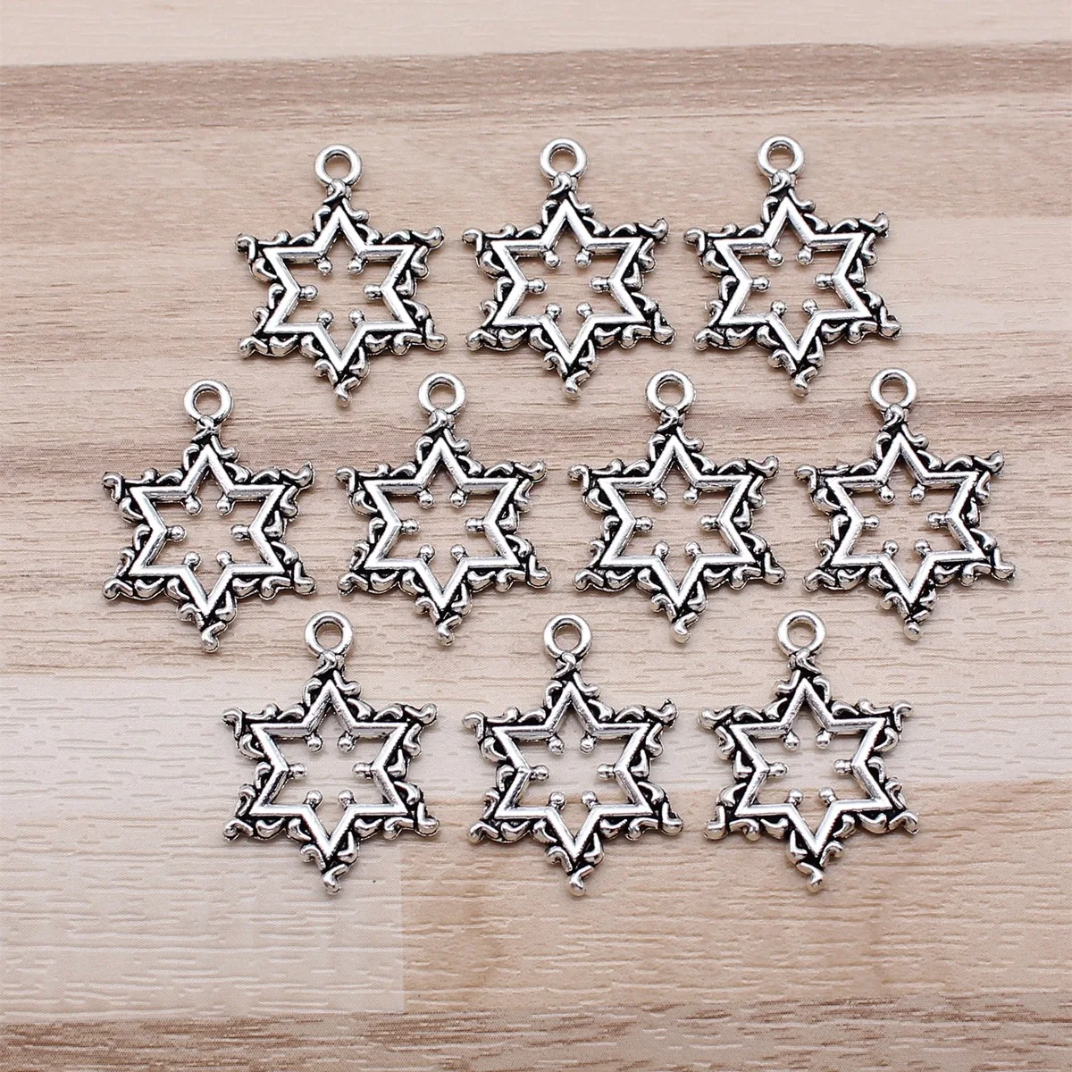 IFOCUS 10pcs/Lot Snowflake Charms For DIY Jewelry Making Zinc Alloy 22x16mm/0.87x0.63inch