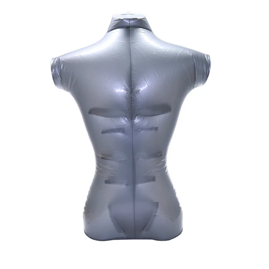 

PVC Plastic Male Inflatable Torso Form Mannequin Model w/ 1 S Shape Hook Silver