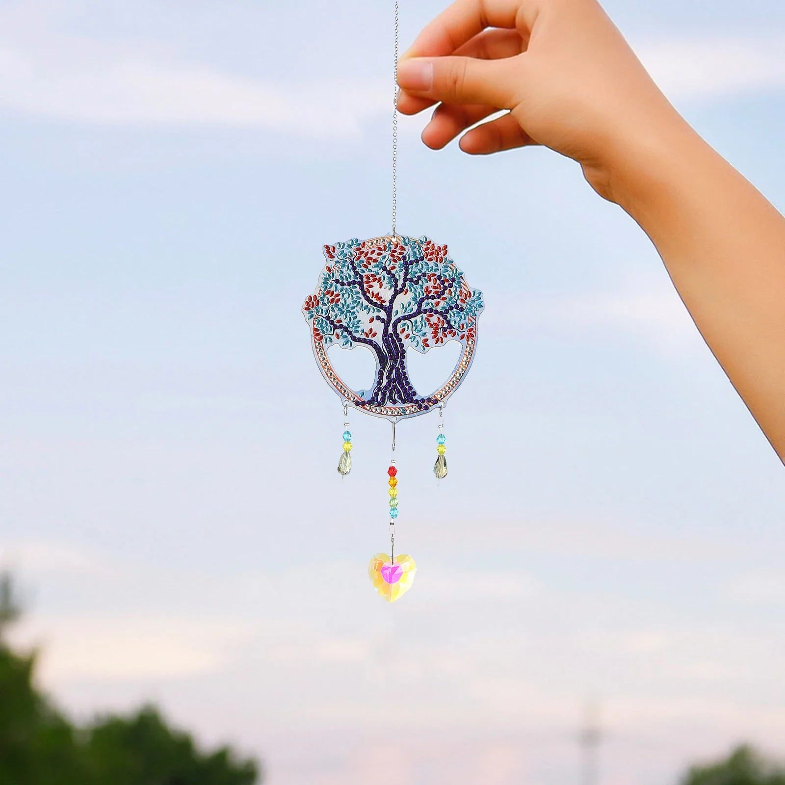 Diamond Painting Hanging Crystal Prisms Wind Chimes Decor Christmas Window Car Wind Chime Ornaments Diamond Painting Decor Gift