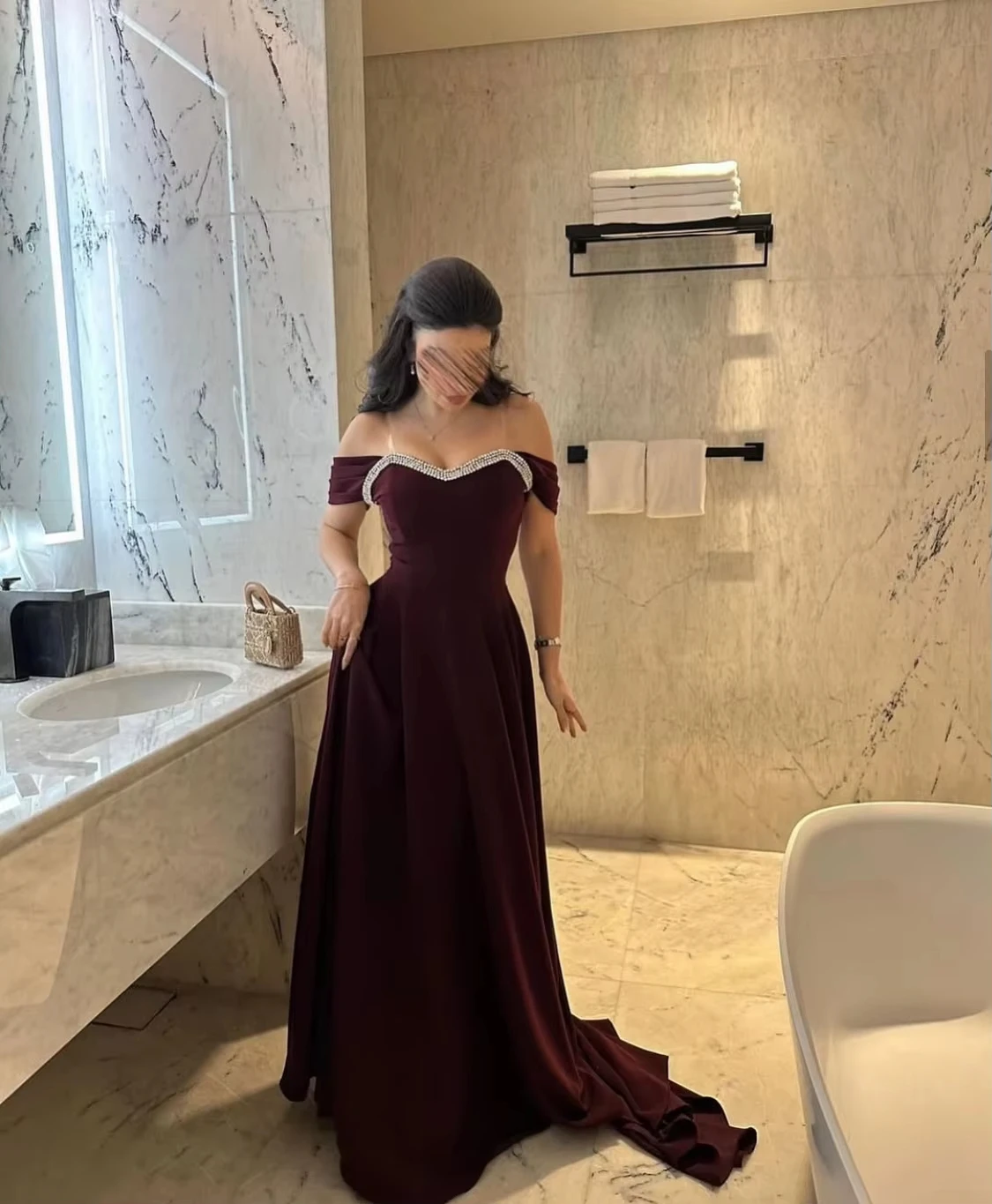 فستان سهرة إسلامي مكشوف الأكتاف مخصص بطول الأرض فستان حفلة موسيقية غمد مطرز رداء De Soiree أنيق للحفلات الرسمية