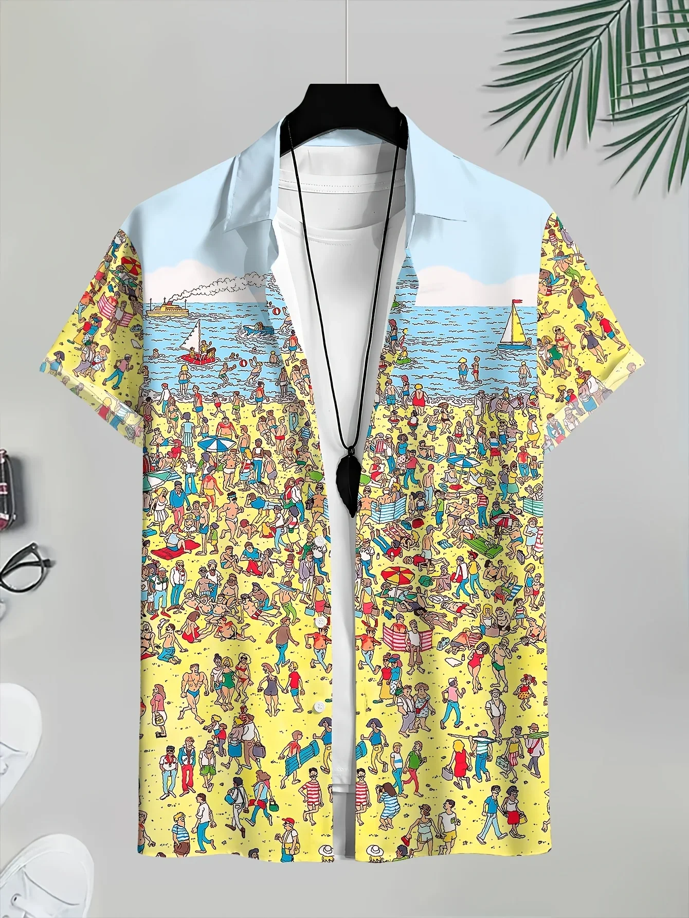 2026 New Korean Fashion Oversized Hawaiian Shirt Cartoon Rubber Duck Lattice Print Cuban Collar Summer Casual Aloha Tops