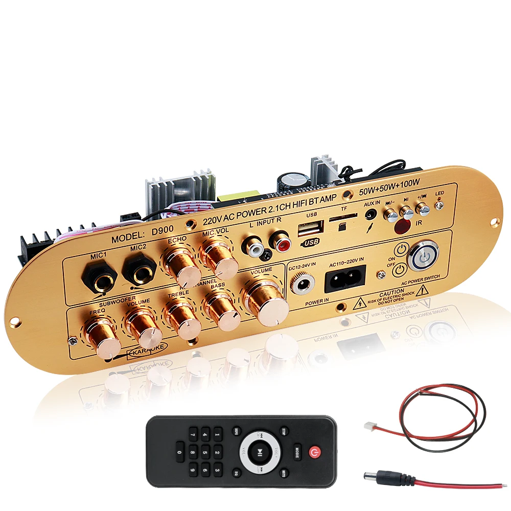 D900 Bluetooth 5.0 Amplifier Board 50W+50W+100W 2.1 Channel HiFi Subwoofer Audio AMP for Outdoors Car Home Karaoke DIY Speakers