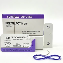 12pcs Absorbable Suture Pet Specific PGA 910 Silk Nylon 75CM 90CM 2/0 3/0 4/0 5/0 With Needle Teaching Clinic Hospital Exercises