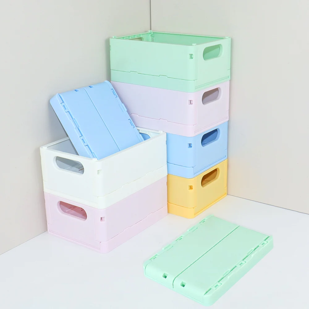 Caixas de Armazenamento Dobráveis, Organizador de Mesa para Casa, Caixa Plástica Multifuncional para Maquiagem