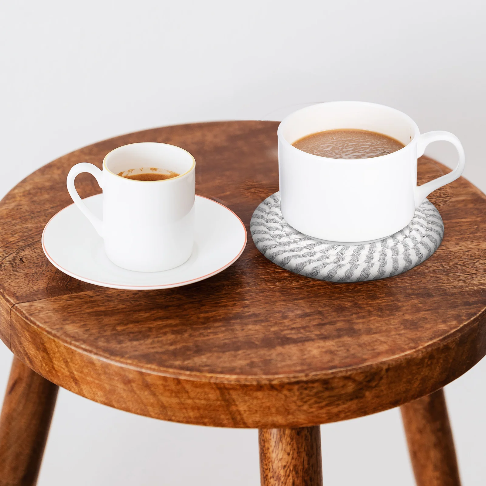 

12Pcs Cotton Woven Drink Coasters Absorbent Round Fabric Nonslip Table Protector Set Dining Room Office Coffee Table Decor