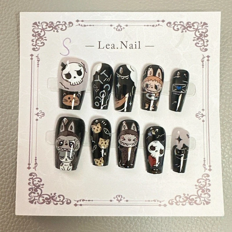 

Женский пресс с полным покрытием ручной работы — черно-белый кавайный готический стиль, милый мультяшный череп, кошка, кролик, медведь, дизайн, повседневная одежда