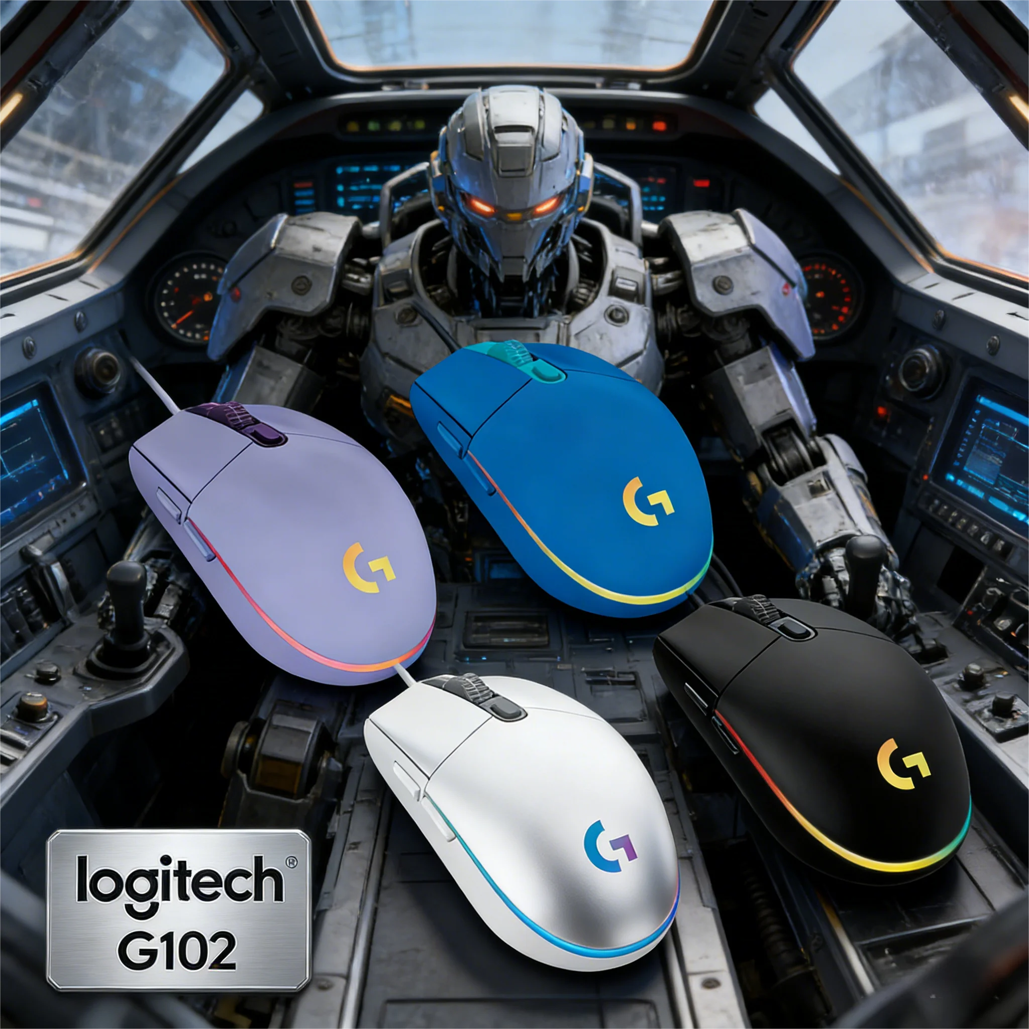 

Logitech G102 Gen 2 Wired Mouse, Brilliant RGB Lighting, Macro Programmable Side Buttons for Gaming