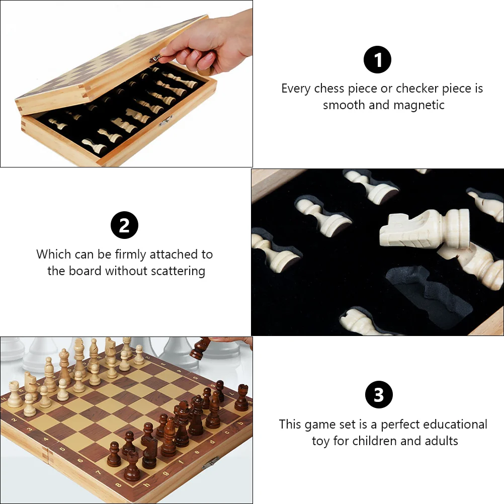 Magnetic Chess Board Game International Children Educational Plaything Wooden Entertainment