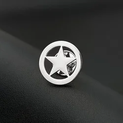 Stainless Steel Round Pentagram Brooch For Men, Fashion Accessories For Suit