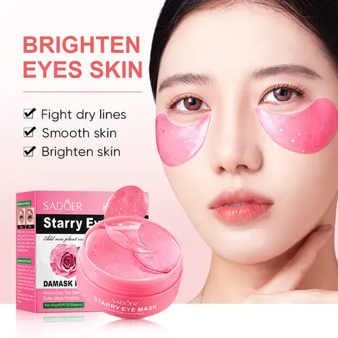 60szt SADOER Rose Starry Collagen Eye Mask Anti Dark Circles Remove Eyes Bags Nawilżające ujędrniające płatki pod oczy Eyes Skin Care
