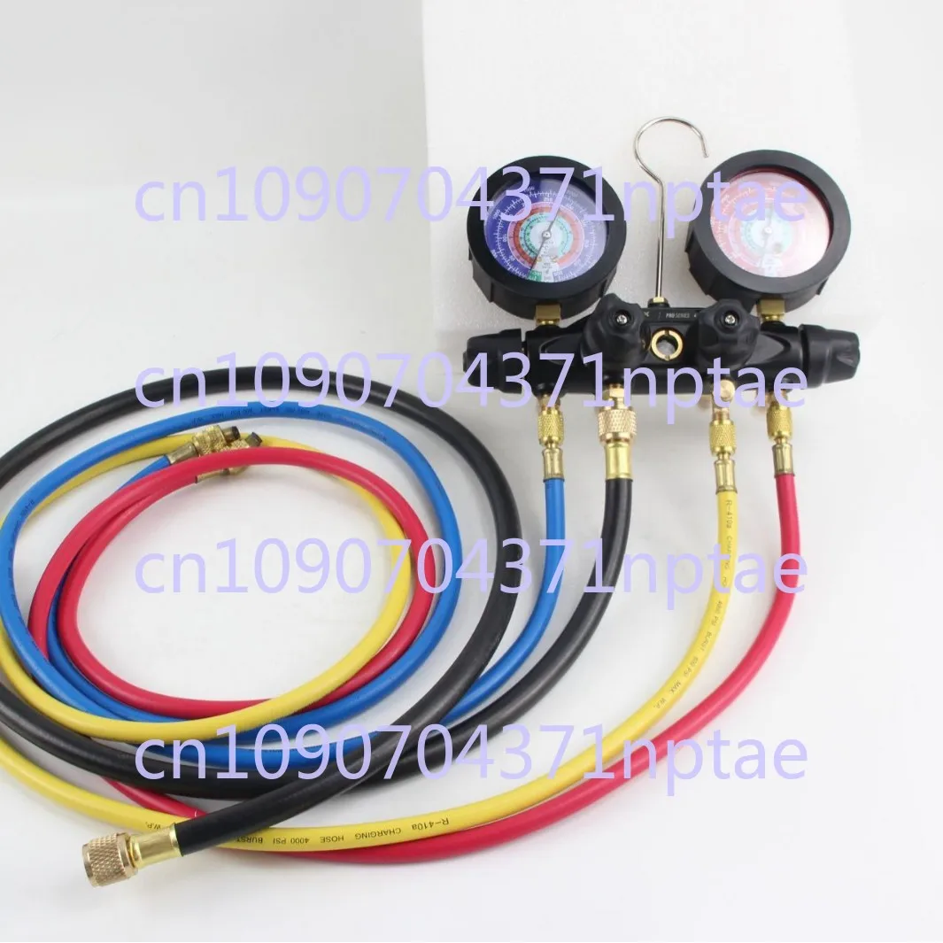 4-valve Refrigerant Gauge Group, Air Conditioning Refrigeration Pressure Gauge Group, Forged Aluminum Valve Body R22/R134a/R410A