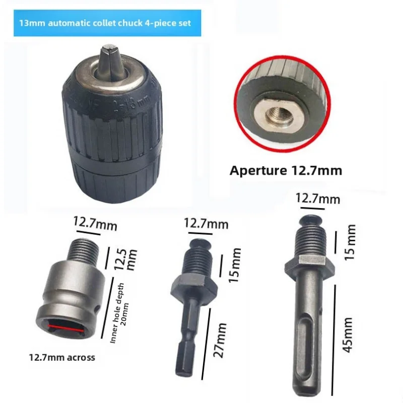 -border hand-tightening chuck set4PC Hexagonal wind blower Round handle adapter wrench adapter three-jaw chuck
