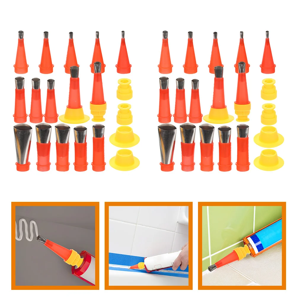 

2Sets Caulking Nozzle Applicator Finishing Tool Kit Stainless Steel Reusable Caulk Tips for Home Floor Water Tank Kitchen