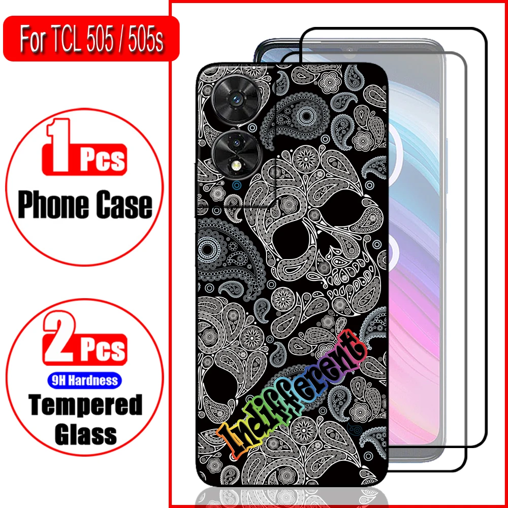 

Mobile phone protection set (1 pcs phone case+2 pcs tempered protective films) for TCL 505/TCL 505s, Soft TPU, anti-collision.