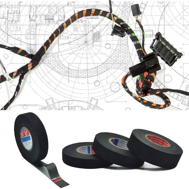 1/2/3Pcs 15M Heat-resistant Adhesive Cloth Fabric Tape For Automotive Cable Tape Harness Wiring Loom Electrical Heat Tape